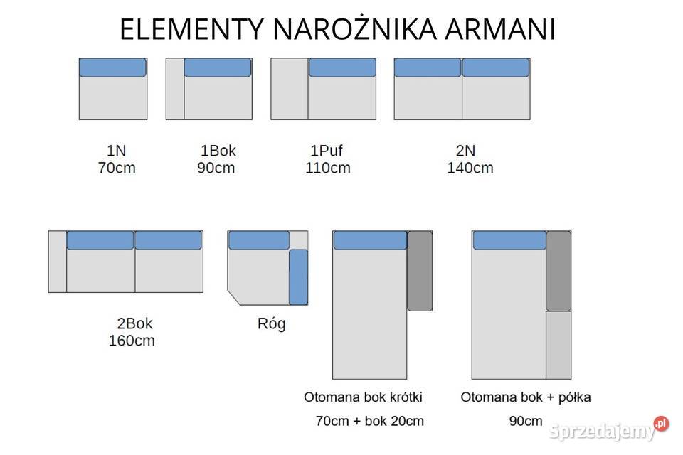 Nowość Regulowane oparcia narożnik ARMANI U Piasek
