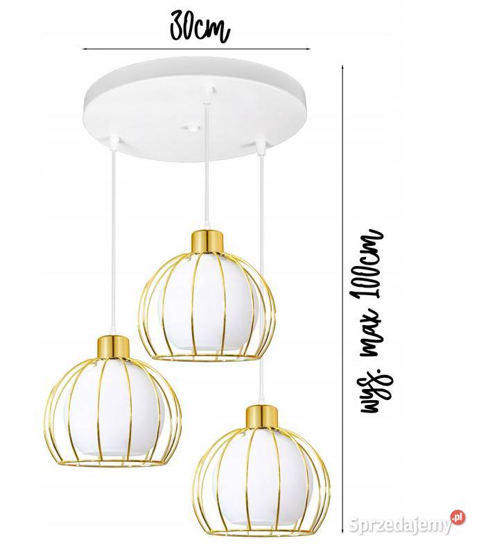 LAMPA WISZĄCA SUFITOWA ŻYRANDOL ZŁOTA SZKLANA 3 Choroszcz