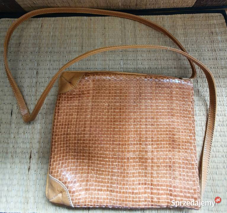 Włoska TOREBKA z naturalnej skóry plecionej 22cm Lublin