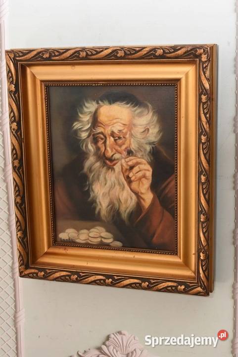 Lentz Żyd Liczący Pieniądze Obraz Symbolizujący Obrazki i obrazy małopolskie Kraków sprzedam