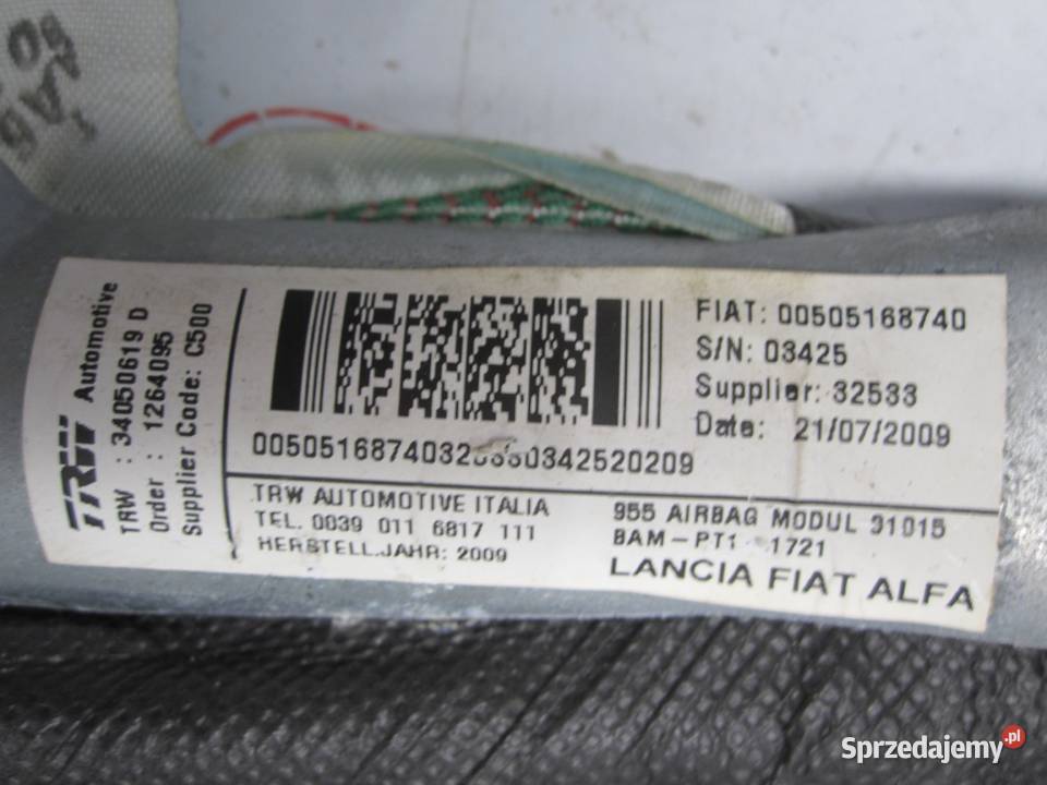 ALFA ROMEO MITO 10r kurtyna prawa 005051168740 świętokrzyskie Kielce