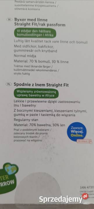 LIVERGY spodnie męskie z lnem i bawełną rozmiar Ełk