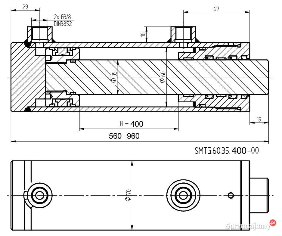 SIŁOWNIK HYDRAULICZNY SMTG 60x35 SKOK 400 2STR Solec Kujawski sprzedam