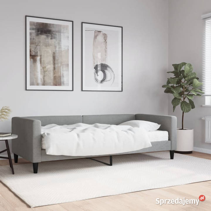 Sofa z materacem do spania jasnoszara tkanina