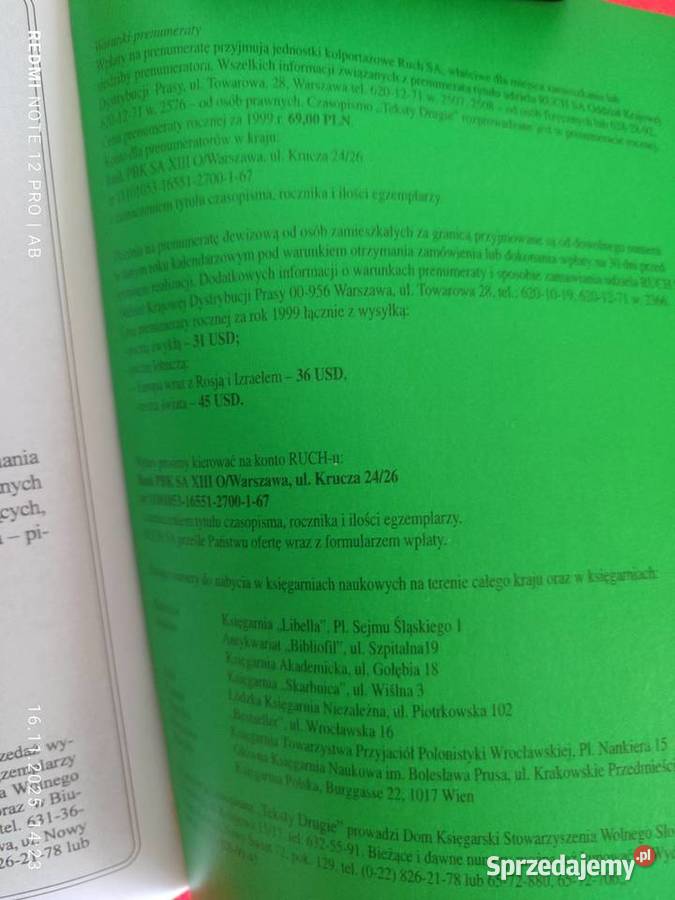 Teksty Drugie 6 54 1998 IBL PAN Popularnonaukowe Katowice sprzedam