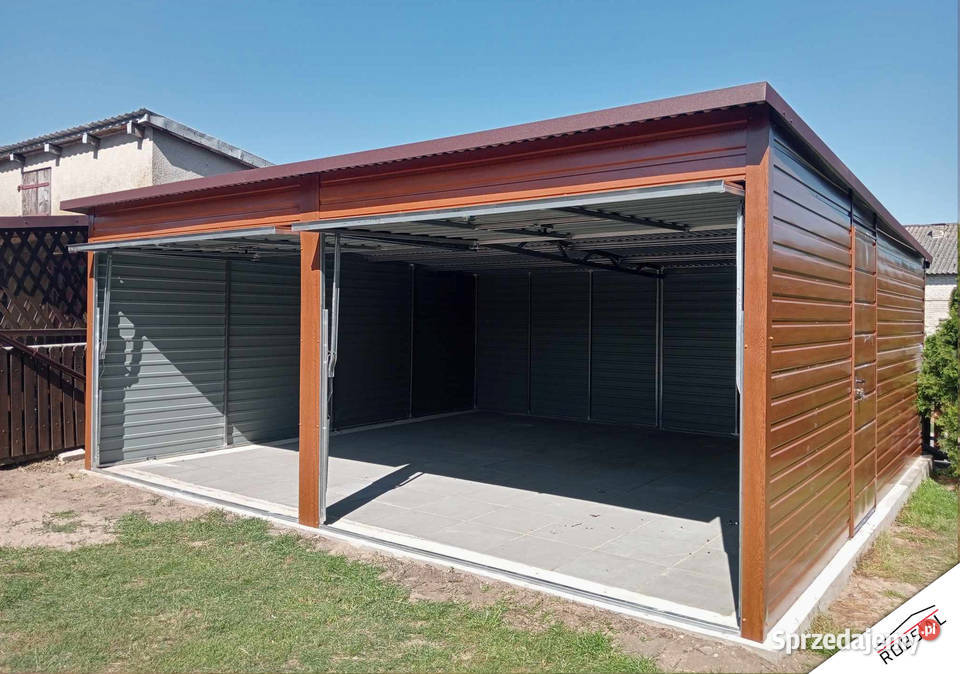 Garaż Blaszany 6x6m spad na tył drewnopodobny Szczecin