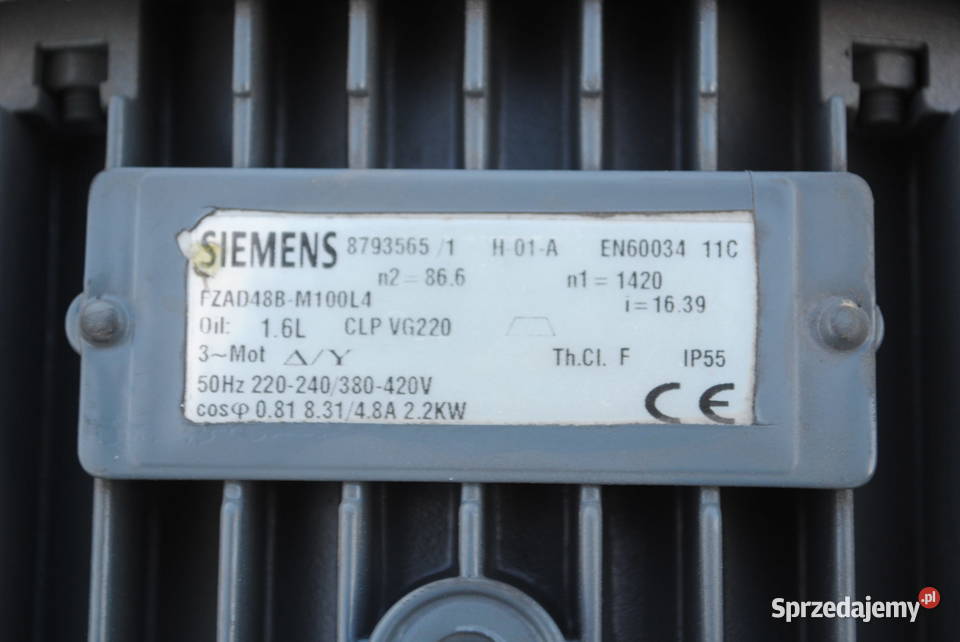 Motoreduktor 22kw 87obrmin SIEMENS lubuskie Kargowa