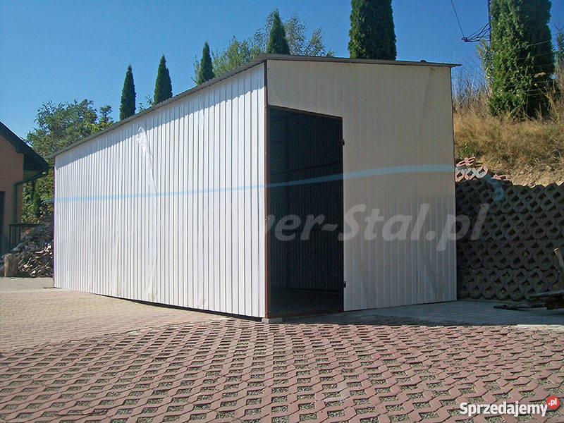 Garaż blaszak 4x10 dach jednospadowy brama Kielce