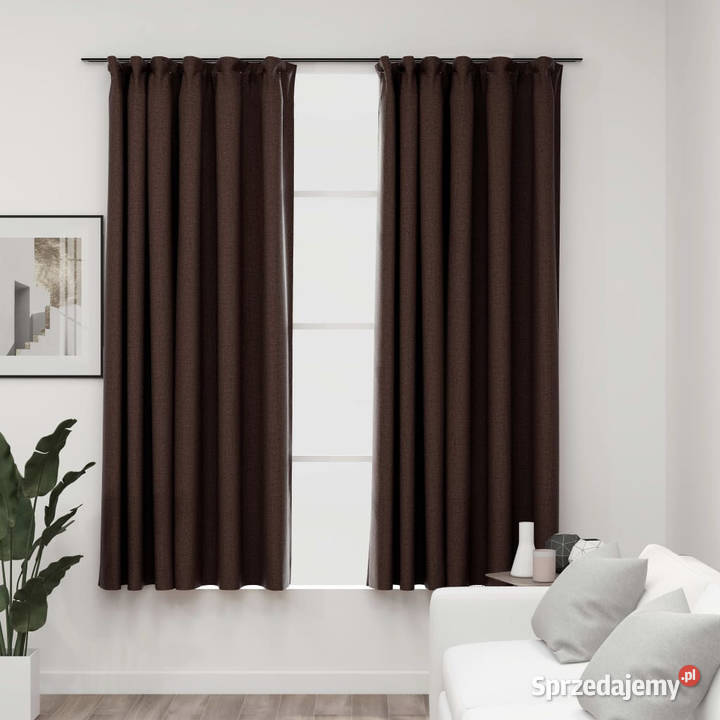 Zasłony stylizowane na lniane 2 taupe 140x175 Zasłony mazowieckie