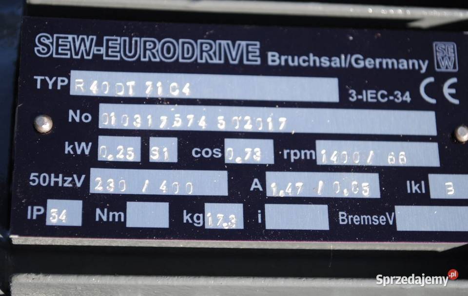 Motoreduktor 025kw 66obrmin Firmy SEW Kargowa sprzedam