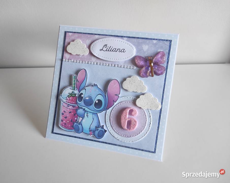 Kartka ręcznie robiona na urodziny Stich 2 Łódź