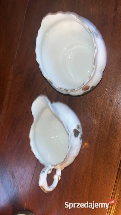 Secesja Cukiernica i mlecznik Bez sygnatury Porcelana i szkło