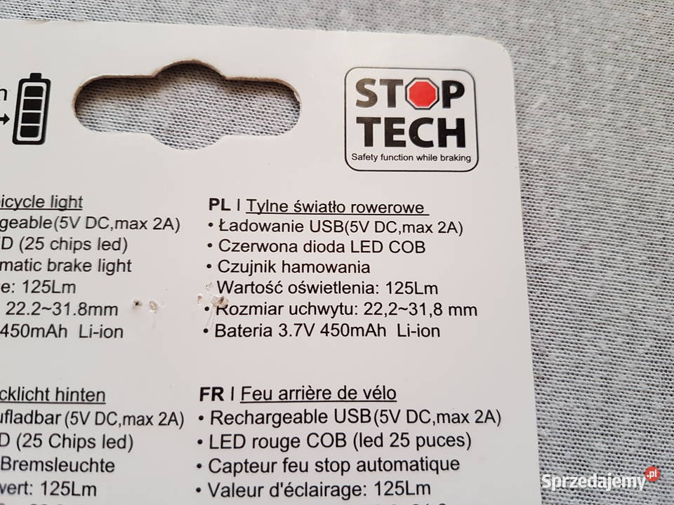 Lampka tylna z funkcją stop USB Mielec