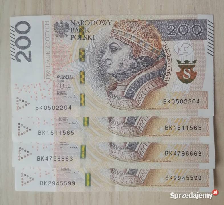 Banknot 200zl Z 2015r Seria A I B CIEKAWE NUMERY Bytom - Sprzedajemy.pl