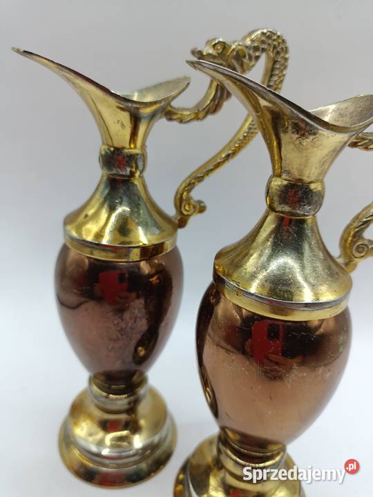 Metal dwa angielskie dzbanki wazony z głową lubelskie
