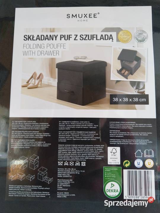NAJTANIEJ Składany Puf Ze Schowkiem i Szufladą 38cm Zabrze