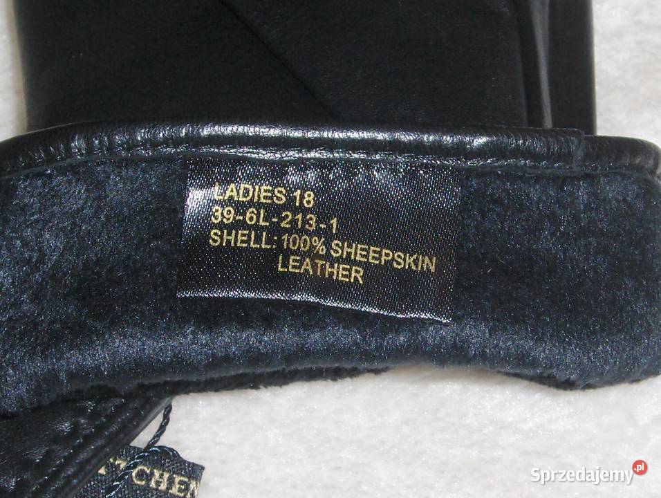 Wittchen Czarne skórzane ocieplane rękawiczki Łódź