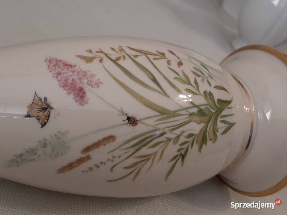 Piękny porcelanowy wazon niemiecki w kwiaty Porcelana i szkło Inowrocław