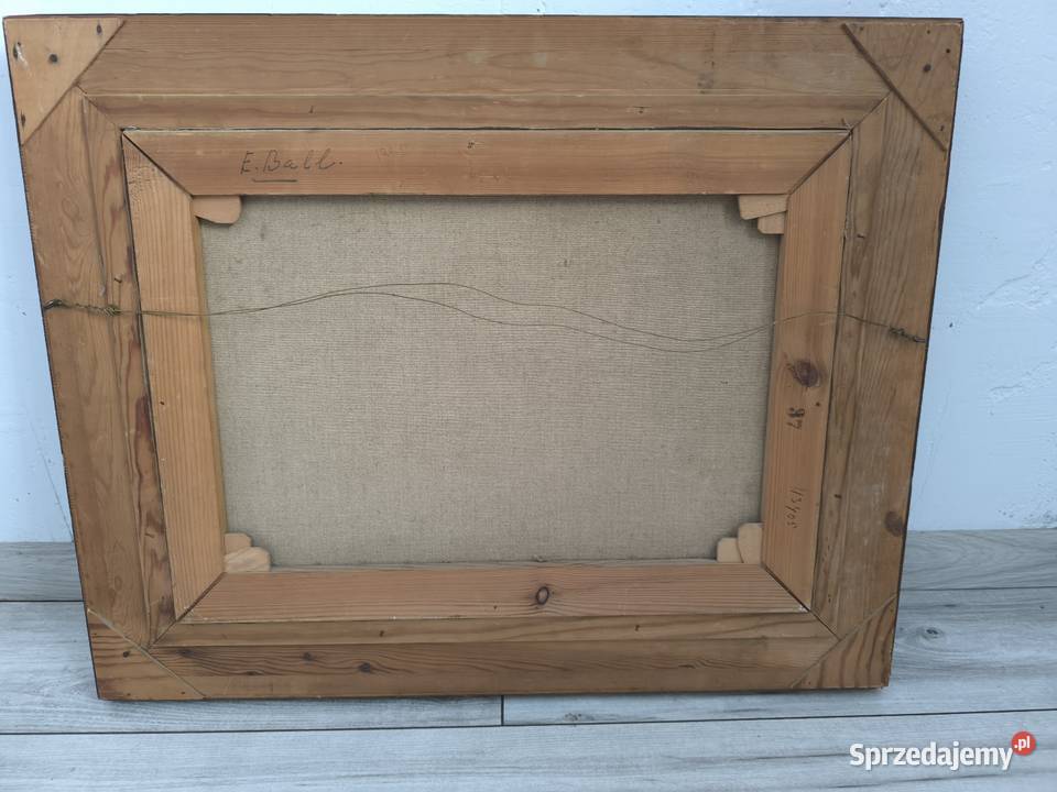 Piękny obraz olejny scena rodzajowa sygnowany łódzkie Łódź