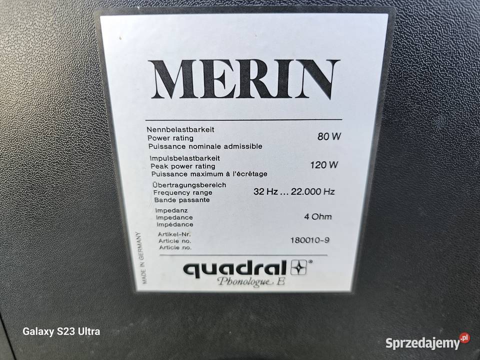 kolumny quadral merin 80w rms 4ohm gwarancja Słuchawki i głośniki Chełm Śląski