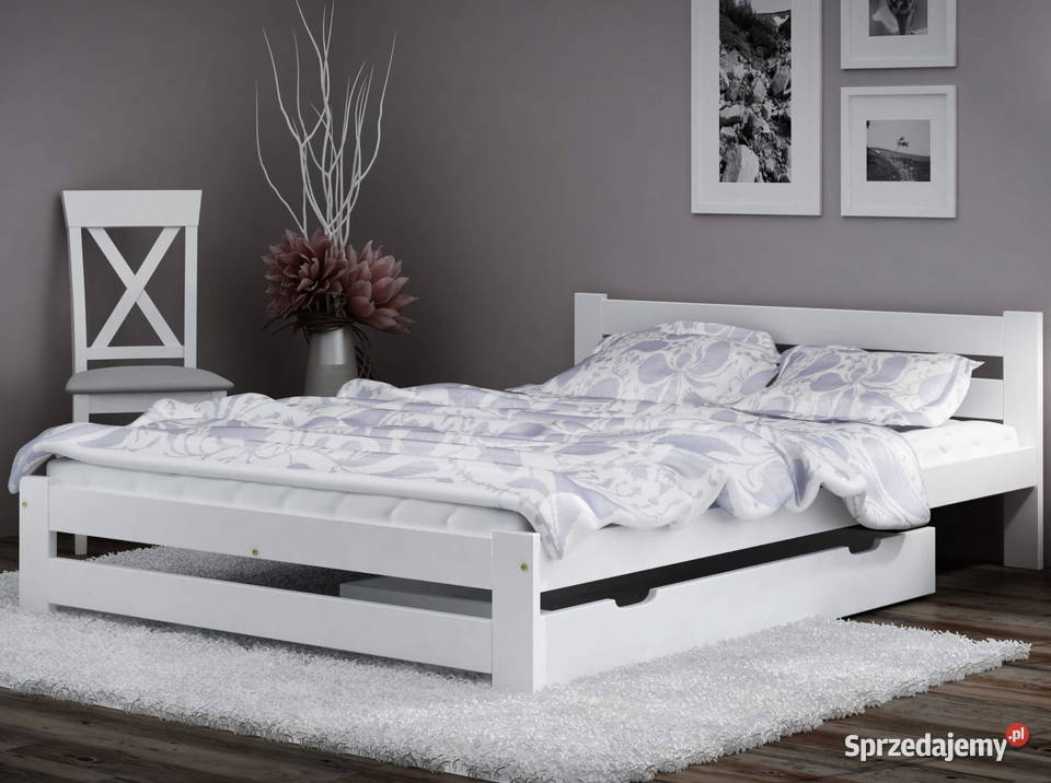 Meble Magnat łóżko drewniane białe Kada 160x200 kolory