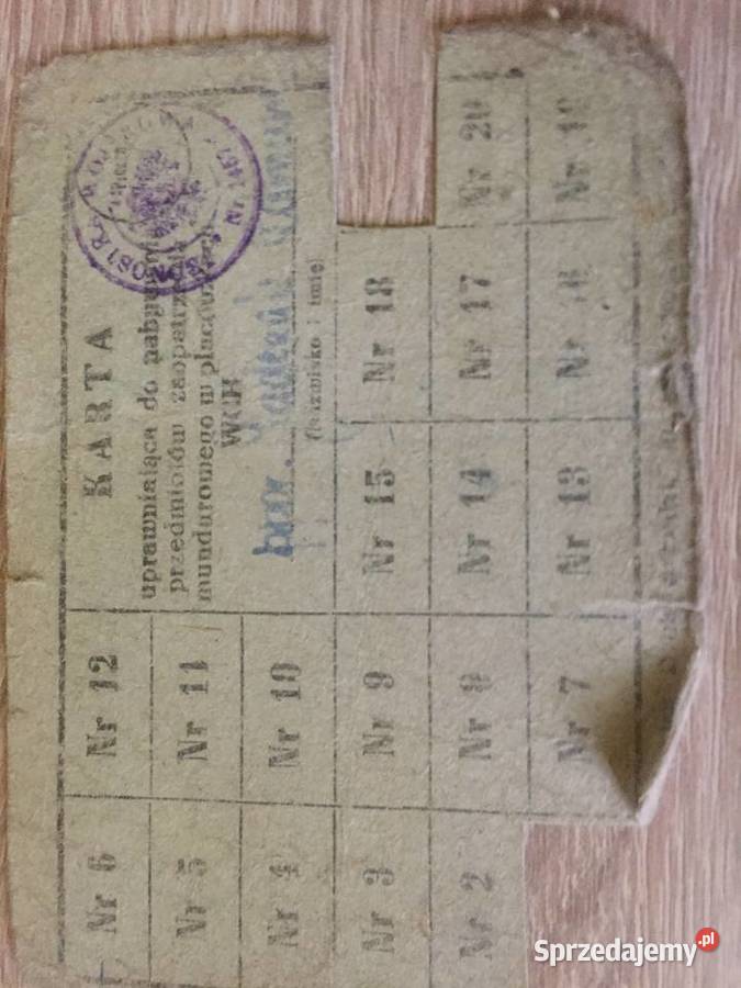 Karta z 1963 r uprawniająca do zakupów w łódzkie Łódź sprzedam