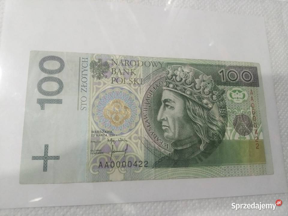 100 złoty Seria AA 0000422 Warszawa