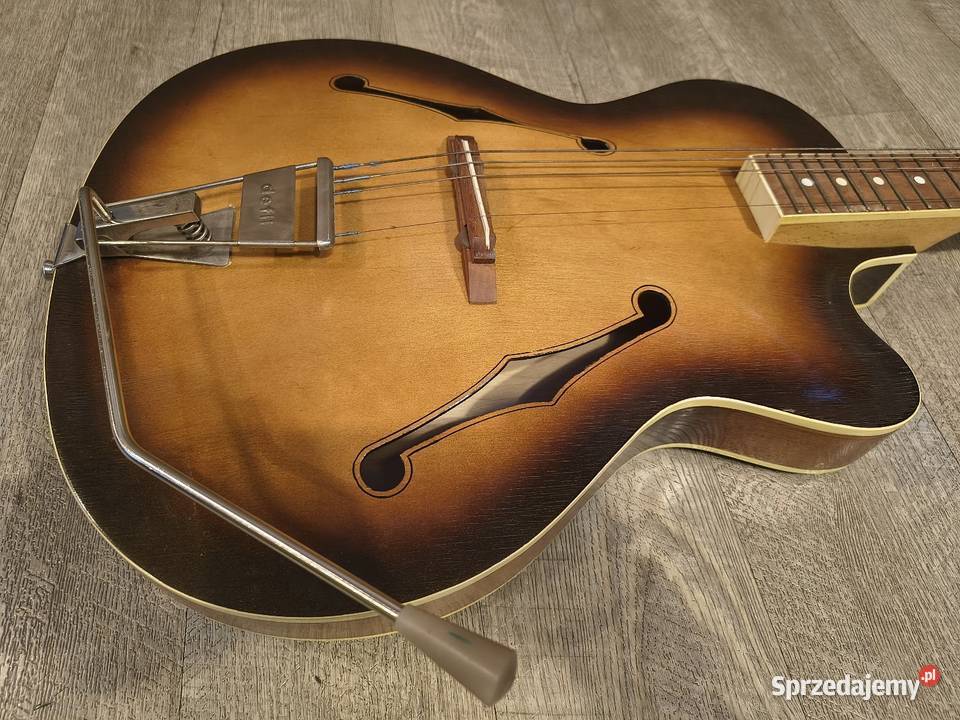Polska gitara Defil jazz komplet z pokrowcem Skawina