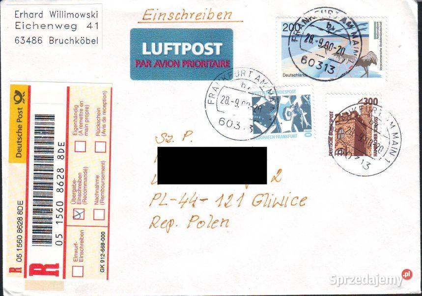 Kop z koresp Filat RFN Polska 1996 Gliwice