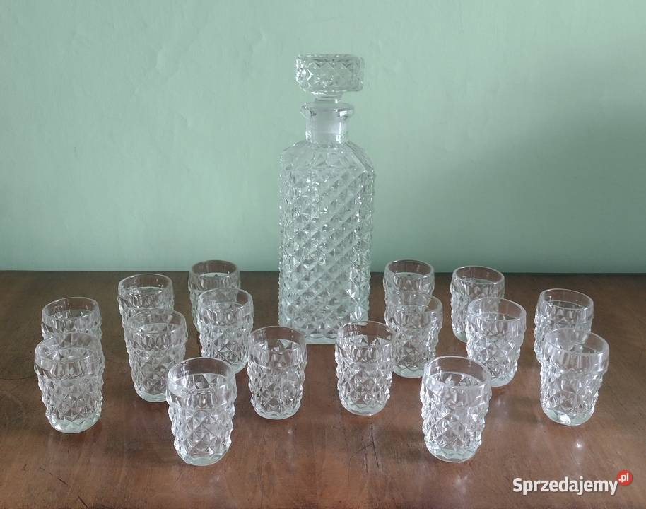 Komplet kryształ karafka 16 kieliszków Libiąż
