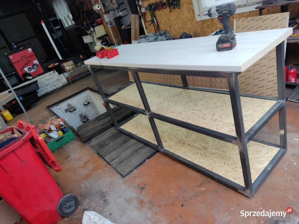 Mocny stół do garażuwarsztatu Metalowa rama HIT Miedziana Góra