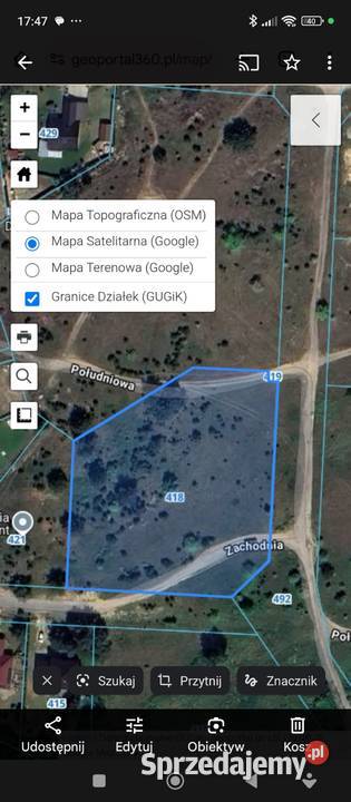 Sprzedam działkę Sprzedaż Słubice