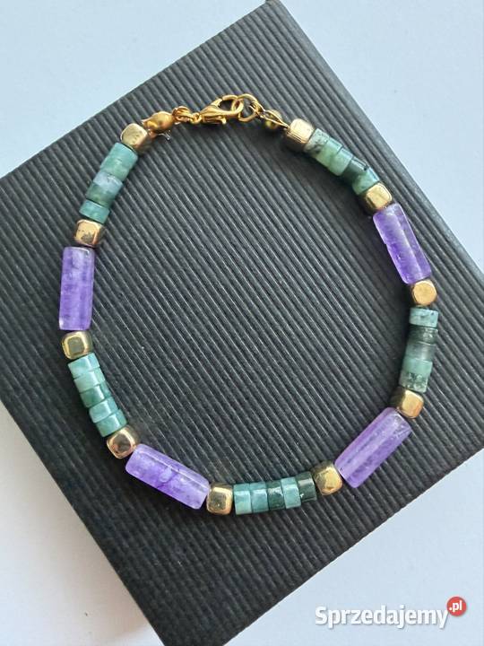 Bransoletka z kamieni naturalnych ametyst i podlaskie Łomża