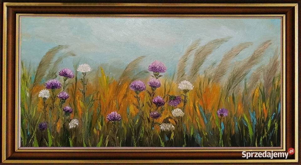 Obraz olejny Łączka z ostami lubelskie Lublin sprzedam