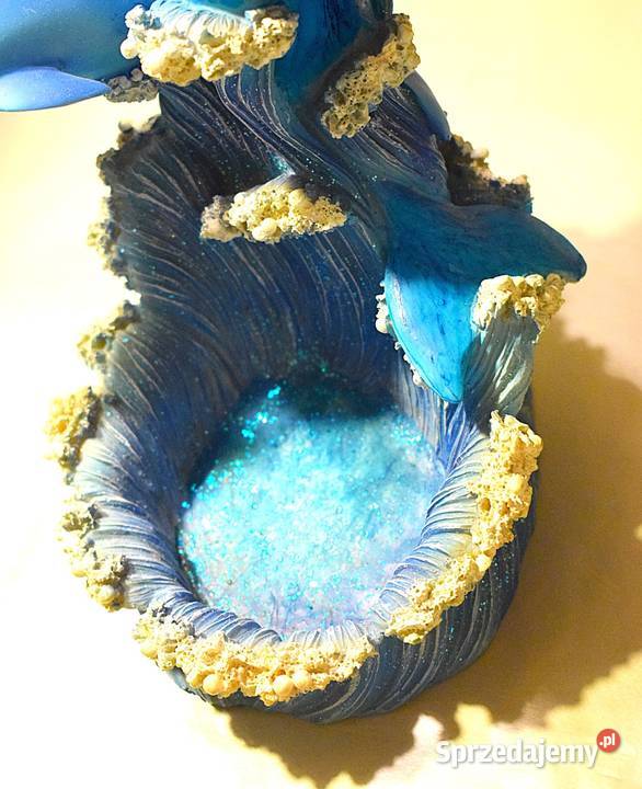 Delfiny duża figurka z żywicy wysokość 31 plus Chełmno