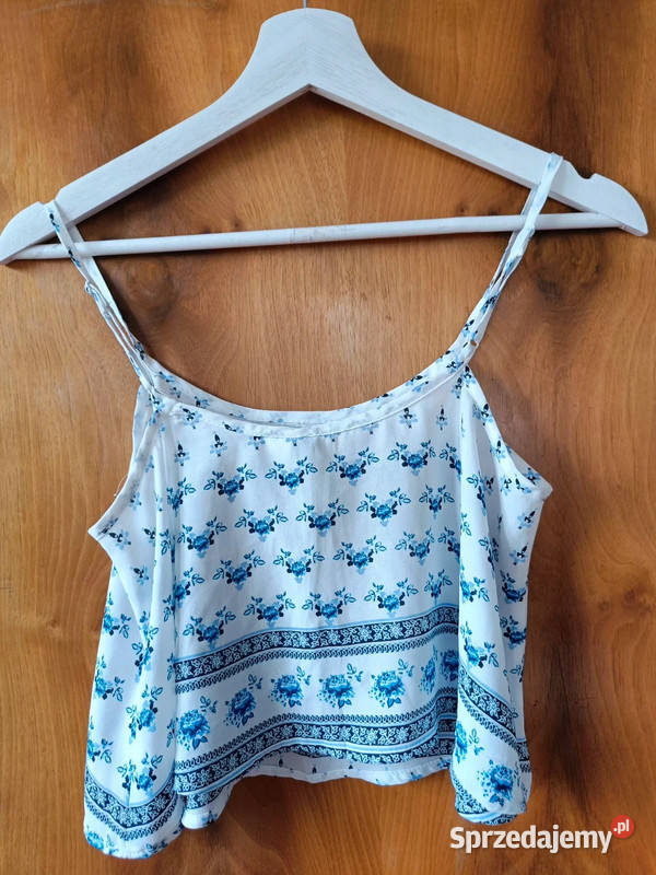 Crop top HM r S 36 biały biały w niebieskie Dąbrowica