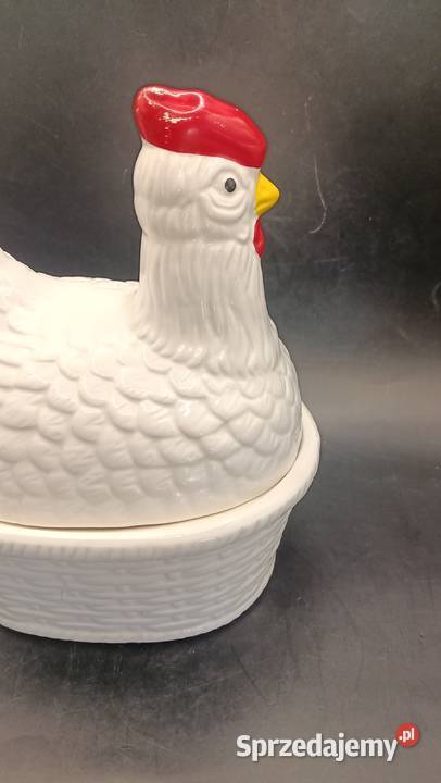 Figurka ceramiczna ptak kura kwoka pojemnik Zamość