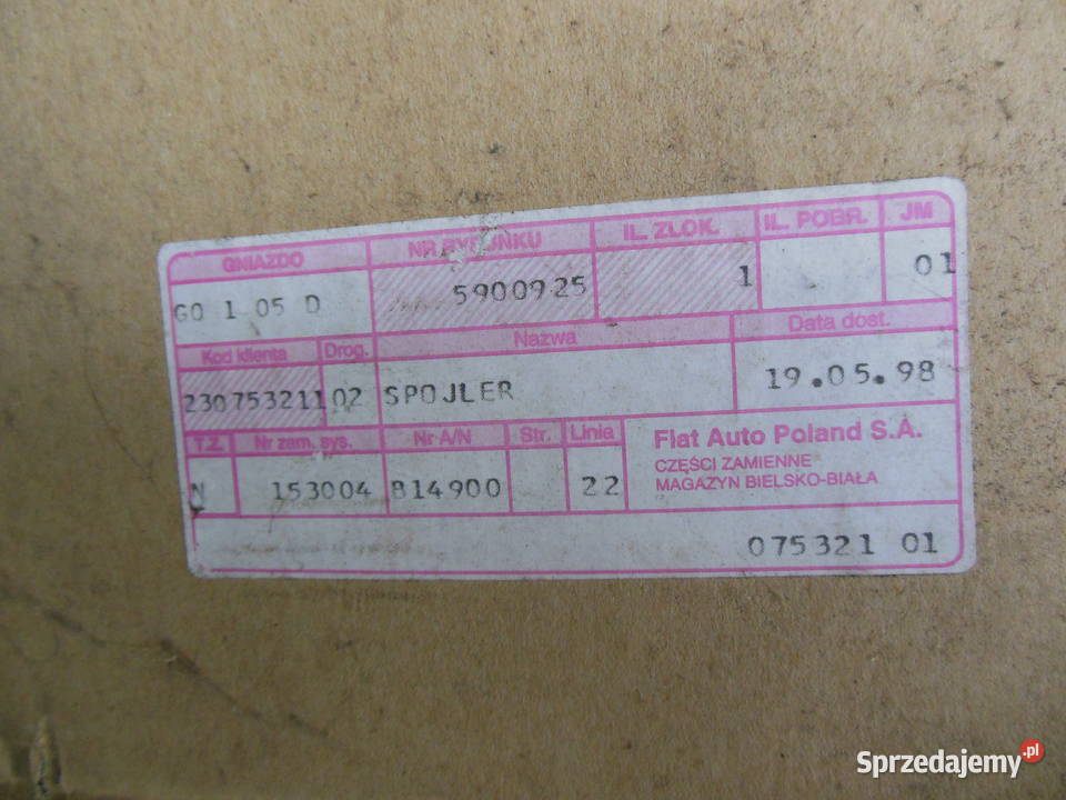 SPOILER KLAPY LOTKA 5 900 925 ALFA ROMEO 156 śląskie