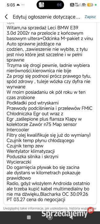 BMW 530D Manual MPak Przelot Włocławek