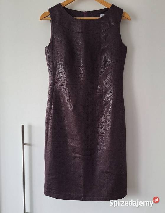 Piękna śliwkowa błyszcząca klasyczna sukienka 38 Odzież damska Kraków