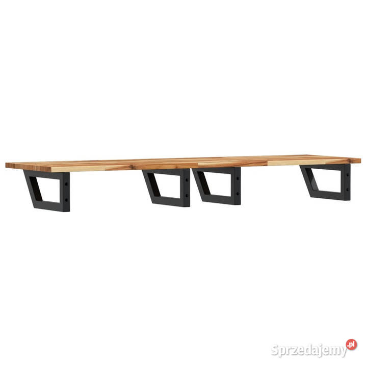 Półka ścienna pod umywalkę stal i lite drewno