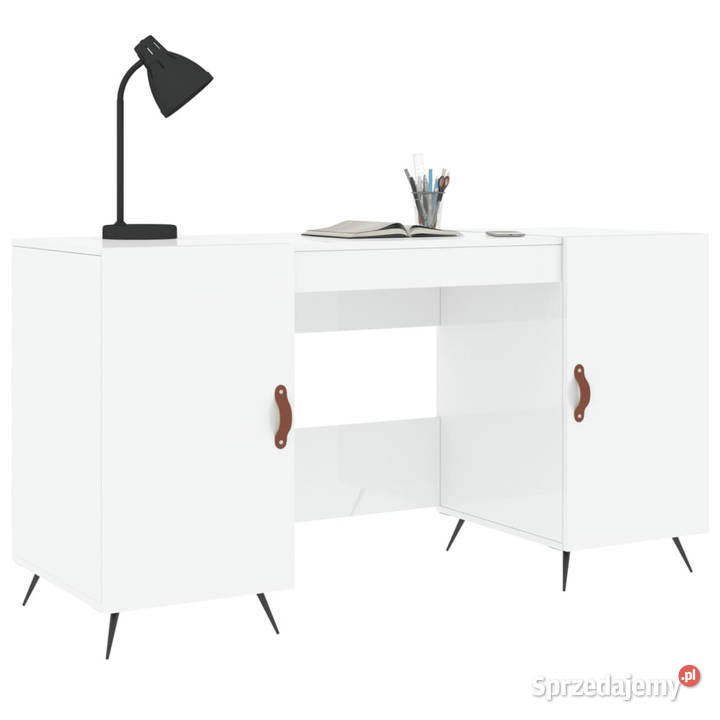 Biurko białe z połyskiem 140x50x75 materiał