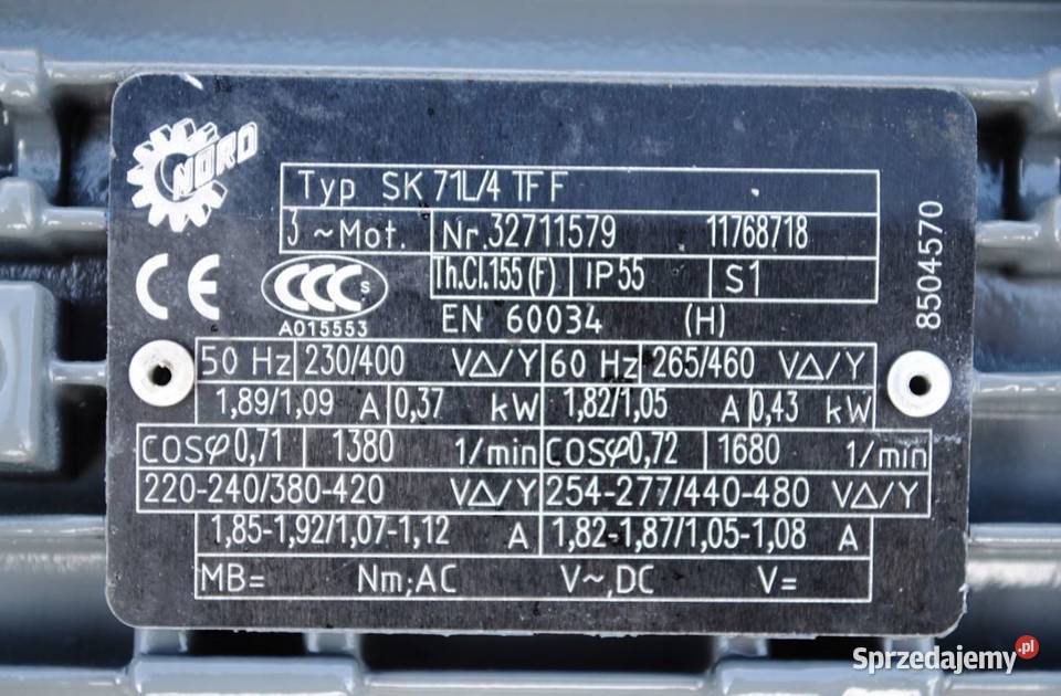 Motoreduktor kątowy 037kw 16obr Firmy NORD
