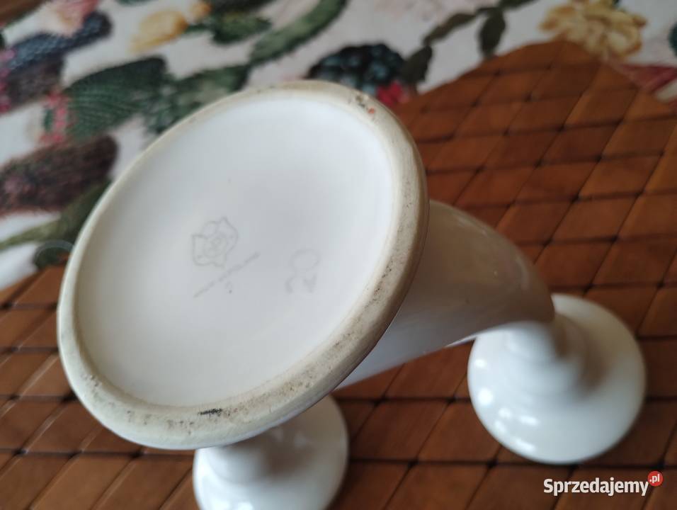 PRL świecznik porcelit Pruszków bialy Kutno