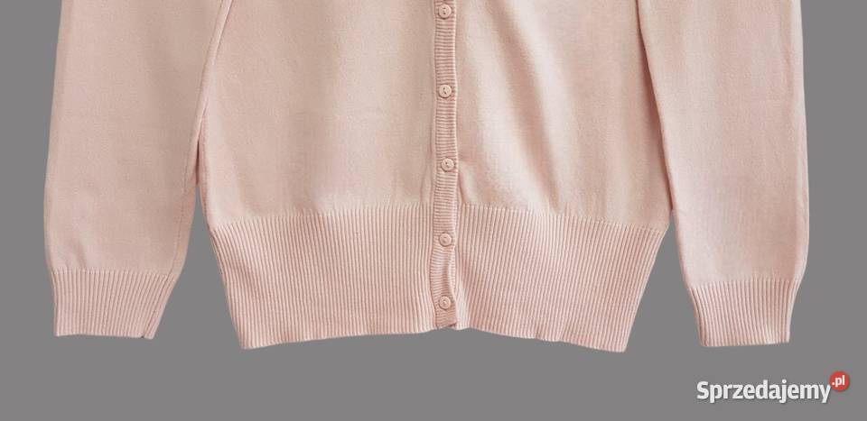 Damski bawełniany sweter pudrowy róż z długim Chrzanów