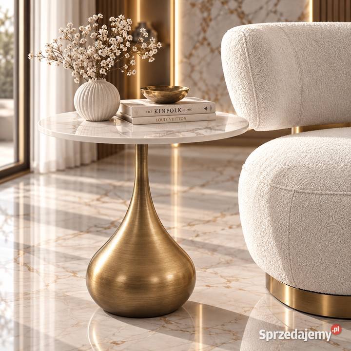 Stolik kawowy glamour Avelia 50x50x53 biały Golkowice