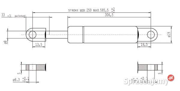 Sprężyna gazowa L5855 mm 800N Stabilus CA094978 Kamionna