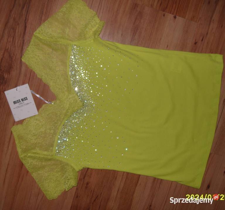 Limonkowa koronka cyrkonie NOWA MISS KISS rSM Rawicz