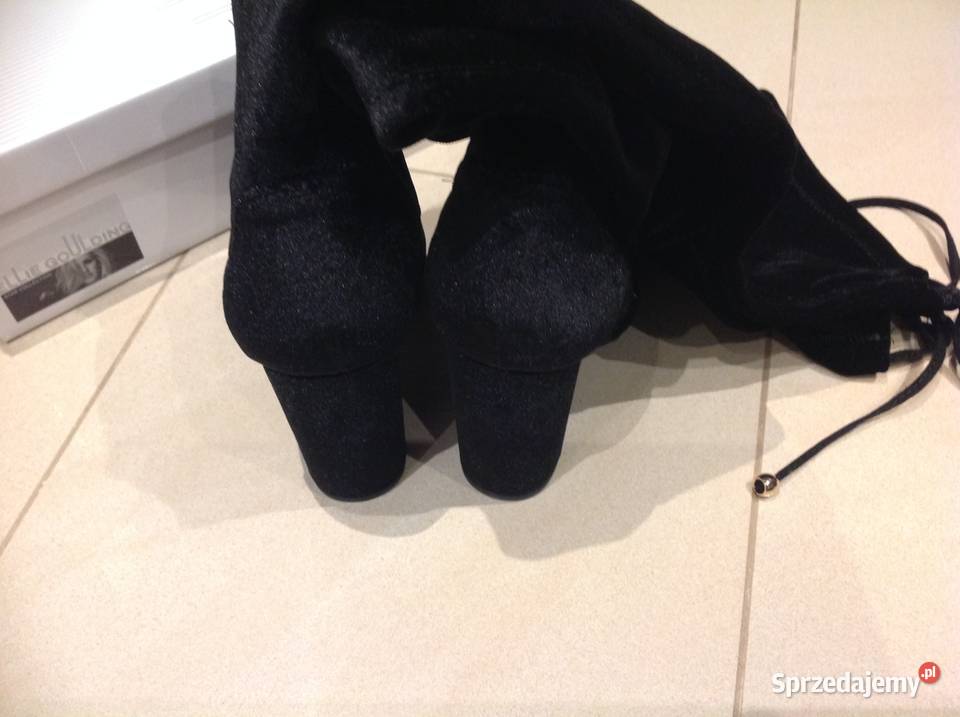 Długie Czarne Kozaki Damskie 36 do Uda Welur inna Nowa Sól