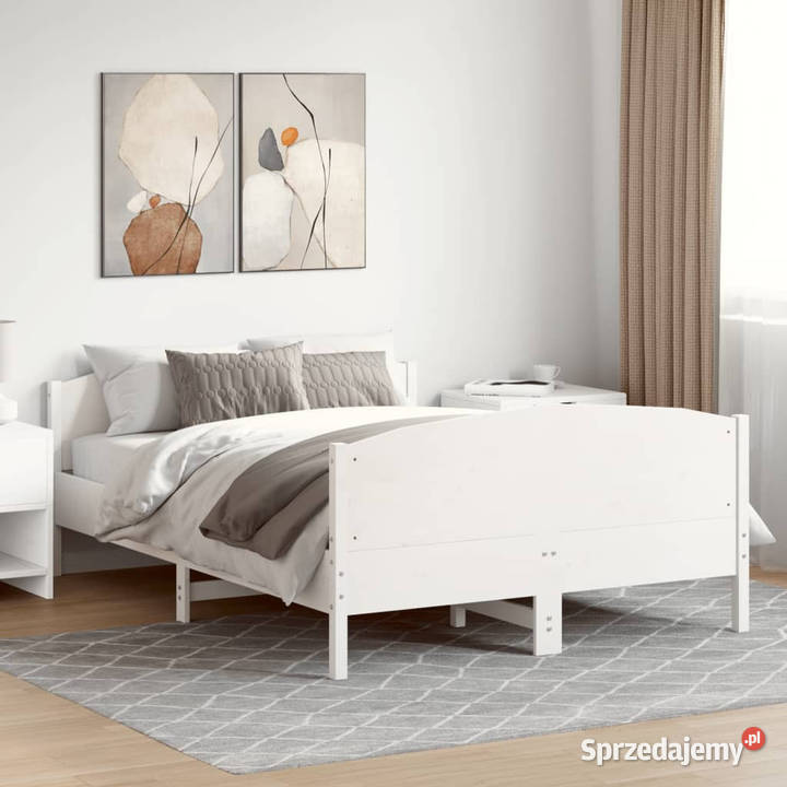 Rama łóżka bez materaca biała lite drewno 74cm Łóżka Warszawa sprzedam